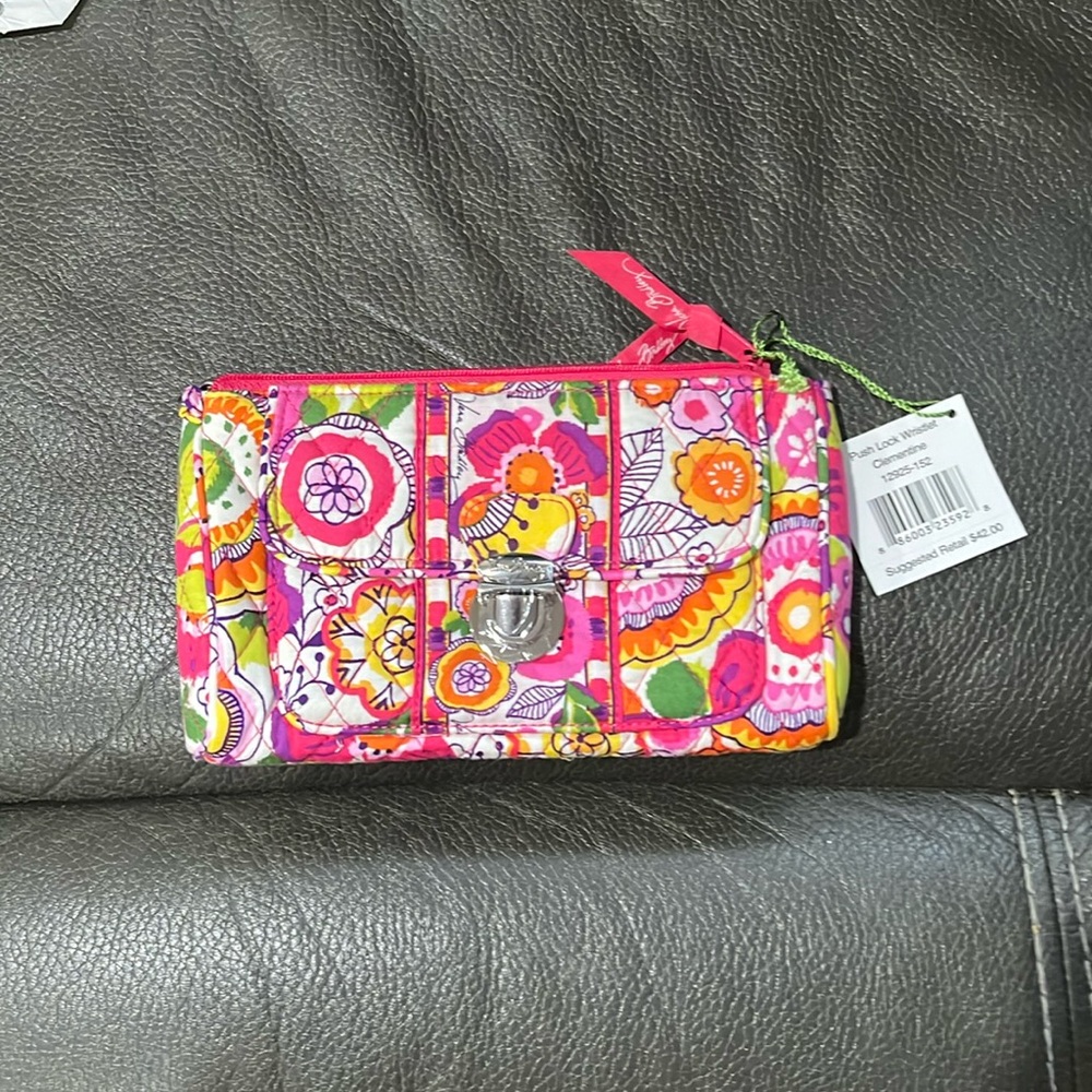 Vera Bradley push lock wristlet in clementine